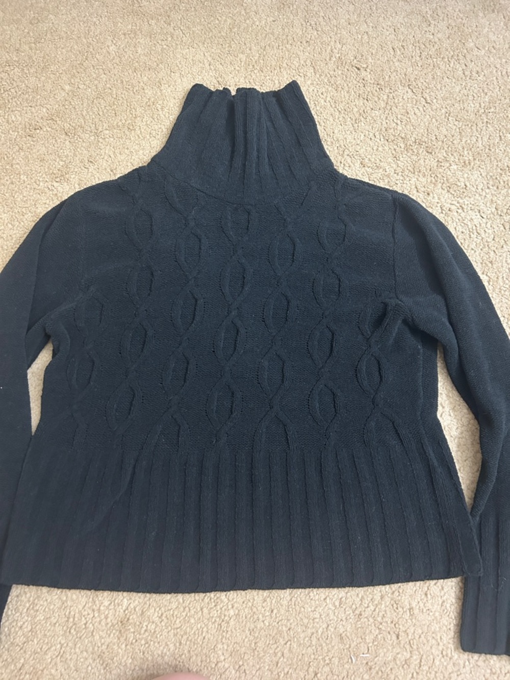 Turtleneck Cable-Knit Sweater - Black